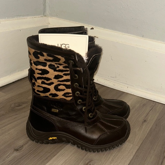 UGG Women's Dark Brown and Leopard Print Winter Boots - Picture 1 of 11